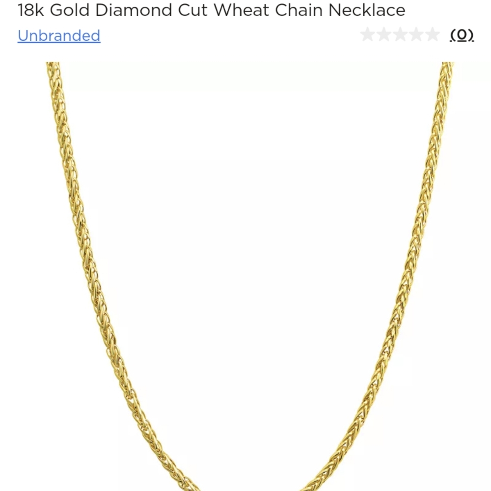 18k Gold Diamond Cut Wheat Chain Necklace